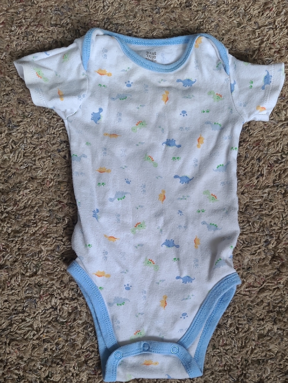 Carter's White Bodysuit with Blue Trim and Dino Print